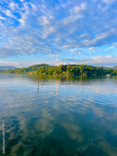 Beautiful morning view from a fishing deck