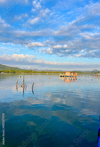 Beautiful morning view from a fishing deck