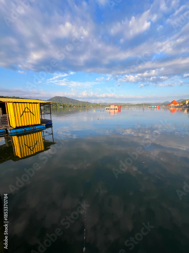 Beautiful morning view from a fishing deck