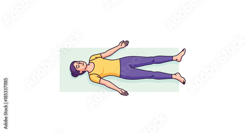 Woman performing a supine spinal twist yoga pose on a mat.