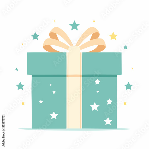 Festive gift box with bow and stars, perfect for celebrations and special occasions