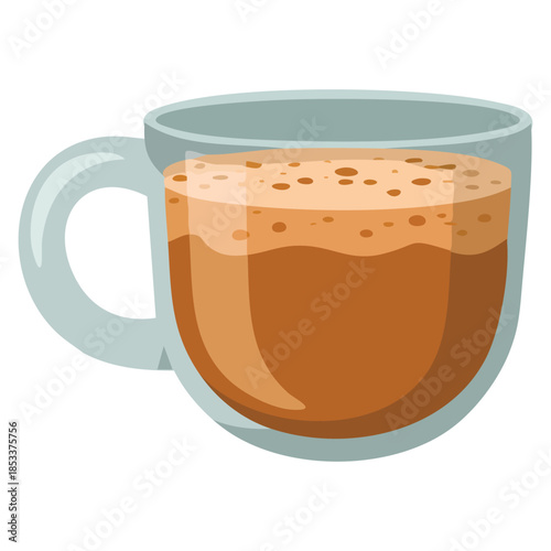 Coffee mocka glass cup vector illustration ideal for cafe menu designs beverage packaging or coffee themed creative and culinary artwork