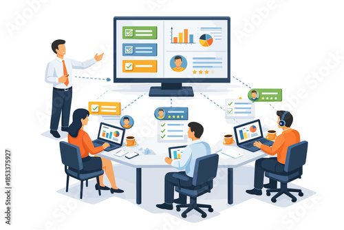 Gestión de equipo con pantallas digitales