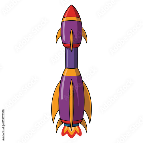 Colorful rocket illustration isolated on white background vector design ideal for space, science, education, astronomy, and adventure themed creative artwork