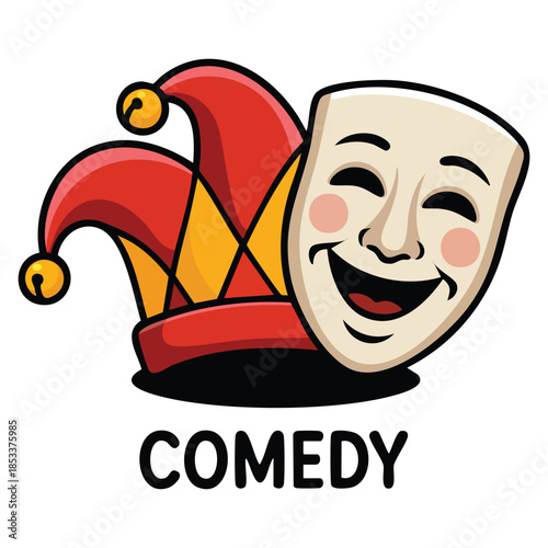 Comedy cinema and theatre genre vector illustration cinematography movie production ideal for film poster video production entertainment and movie themed artwork