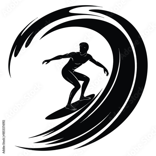 Creative poster with surfer silhouette on grunge background hand lettering quote ideal for t shirts bags greeting cards invitations and beach lifestyle designs