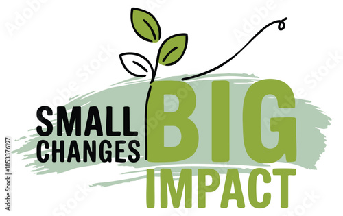 Creative abstract decoration with small changes big impact slogan vector illustration ideal for sustainability strategy awareness and eco friendly themed design