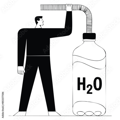 Drink water glyph icon fluid for hydration healthcare skincare common cold aid H2O moisturizing mineral water silhouette symbol negative space vector isolated illustration