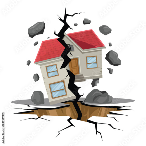 Earthquake insurance colorful vector illustration flat style suitable for disaster preparedness branding financial services awareness and insurance themed projects