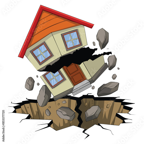 Earthquake insurance colorful vector illustration in flat style perfect for disaster preparedness branding financial service awareness and insurance projects