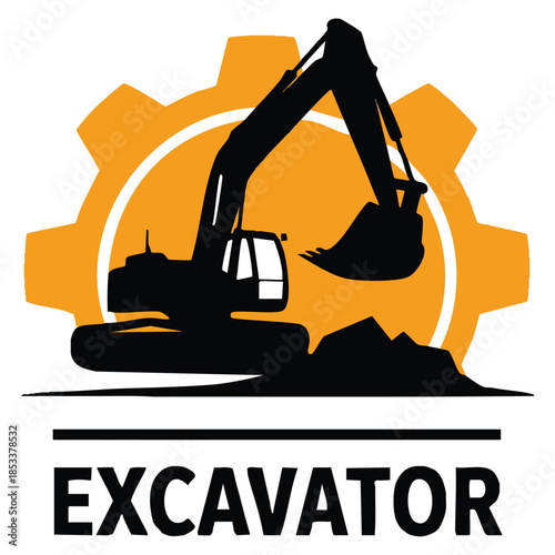 Excavator logo template vector design perfect for construction equipment branding industrial business and machinery product identity creative projects