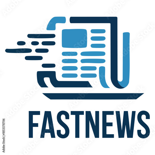 Fast news vector logo template design using motion and paper symbol ideal for business branding modern news media and creative logo concepts