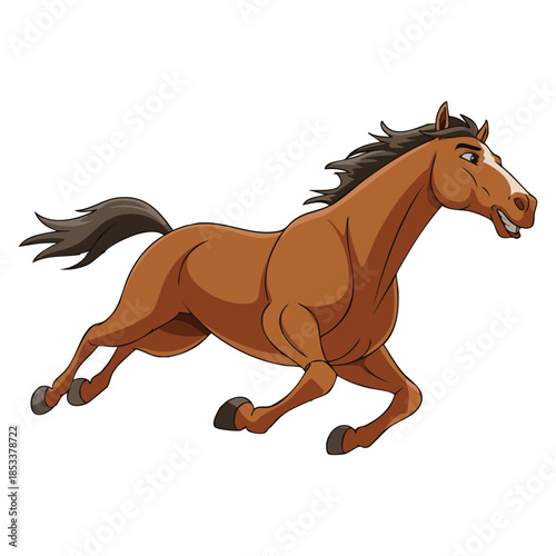 Fast running brown horse illustration on white background vector design element perfect for animal wildlife sports and equestrian creative artwork