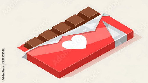Open chocolate box with heart shape
