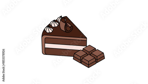 Slice of chocolate cake with chocolate bars