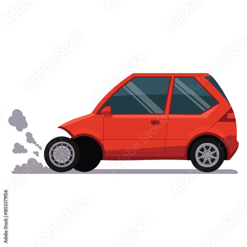 Flat style vector illustration of car and transportation issue with wheel perfect for automotive service problem solving and vehicle repair designs