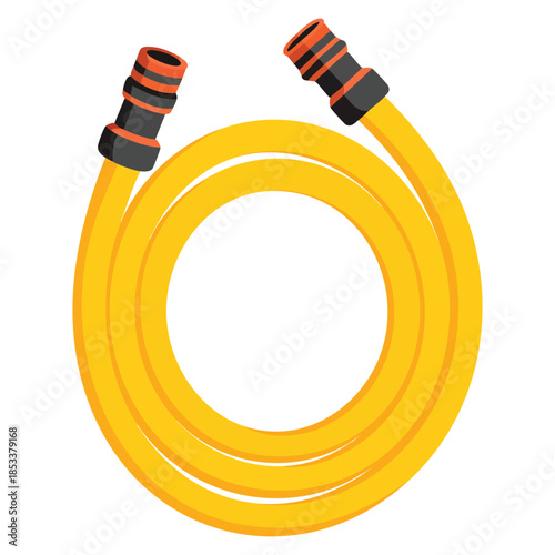 Flat style vector illustration of orange garden hose agriculture tool isolated on white background perfect for gardening work equipment or farm design concept
