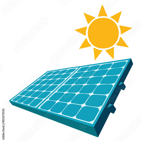 Flat vector illustration solar panel alternative energy concept ideal for electricity from sun environment ecology friendly artwork promoting renewable clean energy themes
