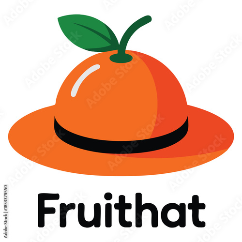 Fruit hat vector logo template with orange symbol perfect for farmer branding costume design food business or playful creative project designs