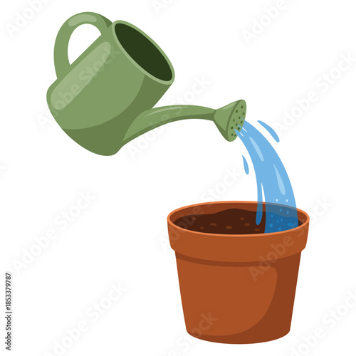 Garden sprinkler with plant pot vector illustration isolated design element perfect for gardening watering eco friendly and outdoor landscape themed artwork