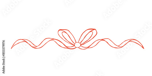 Elegant red ribbon bow on white background for decoration