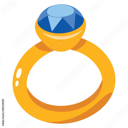 Gold ring with blue gem occult magic object vector illustration in cartoon style perfect for mystic ritual, fantasy, magic themed design or creative artwork