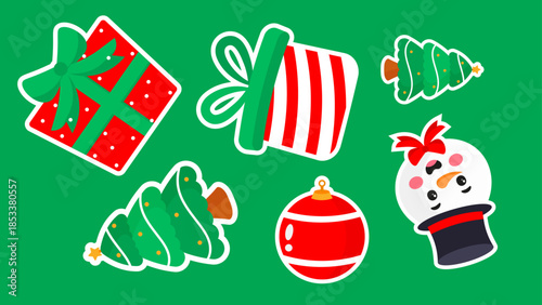 Holidaythemed background with christmas trees, baubles, and snowman 4K pattern video