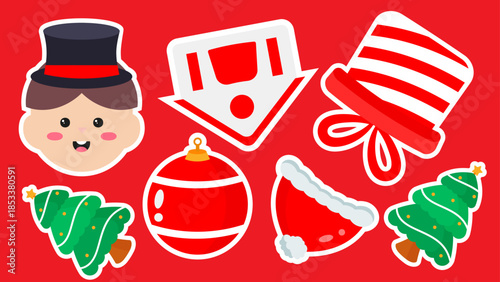 Festive holiday with a tree, ornament, and hats. Suitable for holiday themed 4K pattern video