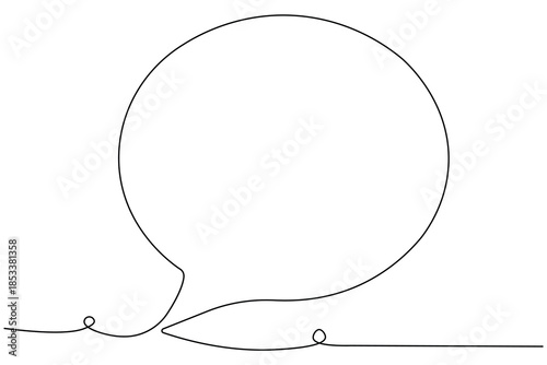 Speech bubble one line drawing in a minimalist style with isolated outline