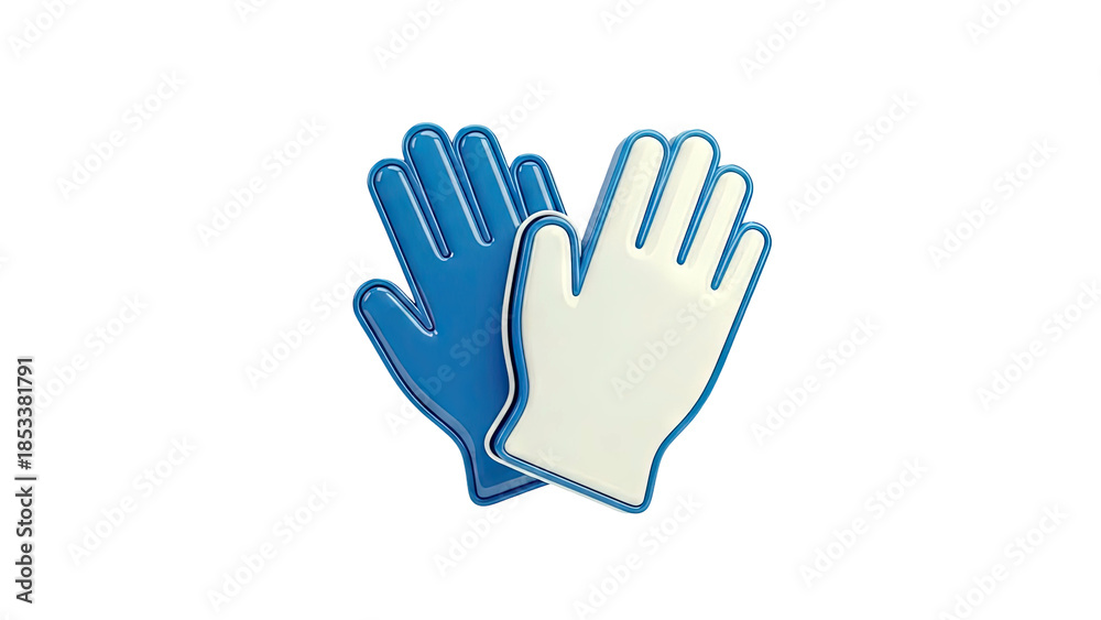 Obraz premium Pair of Blue and White Gloves on White Background