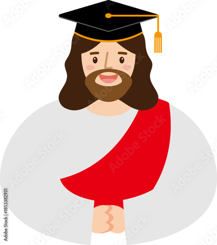 졸업모자를 쓴 예수님