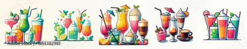 VECTOR VARIOUS DRINKS WHITE BACKGROUND