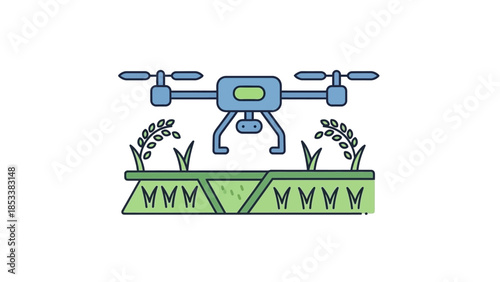Advanced Drone Technology Surveying Lush Rice Paddies for Optimized Crop Management and Smart Farming Solutions, Showcasing Modern Agricultural Innovation and Efficiency