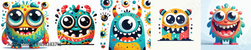 VECTOR MONSTER WHITE BACKGROUND FLAT DESIGN