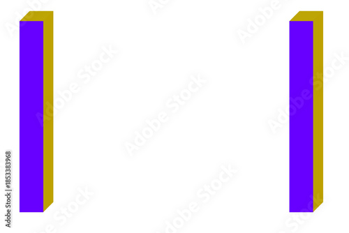 3D Purple and Gold Vertical Pillar Frame on Black Background PNG