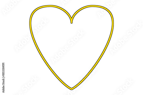 Golden Heart Outline Shape on Black Background PNG