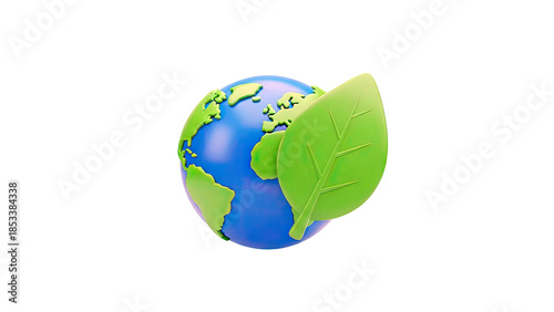 Earth Globe with Leaf Symbolizing Environmental Protection