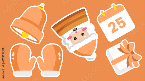 Christmas icons including a bell santa calendar mittens gift 4K pattern video