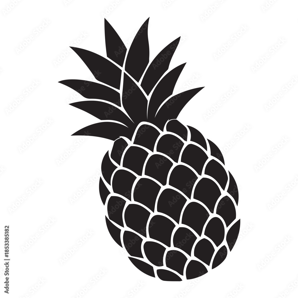 Obraz premium pineapple icon with leaf, tropical fruit isolated on white background