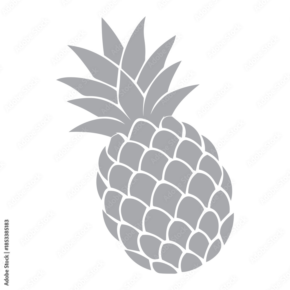 Obraz premium pineapple icon with leaf, tropical fruit isolated on white background