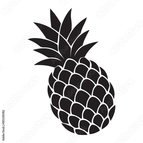 pineapple icon with leaf, tropical fruit isolated on white background