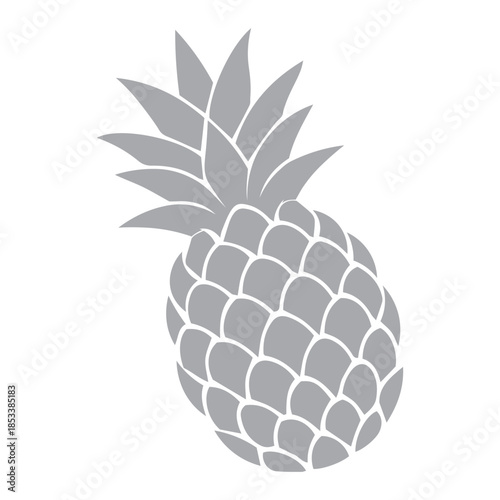 pineapple icon with leaf, tropical fruit isolated on white background