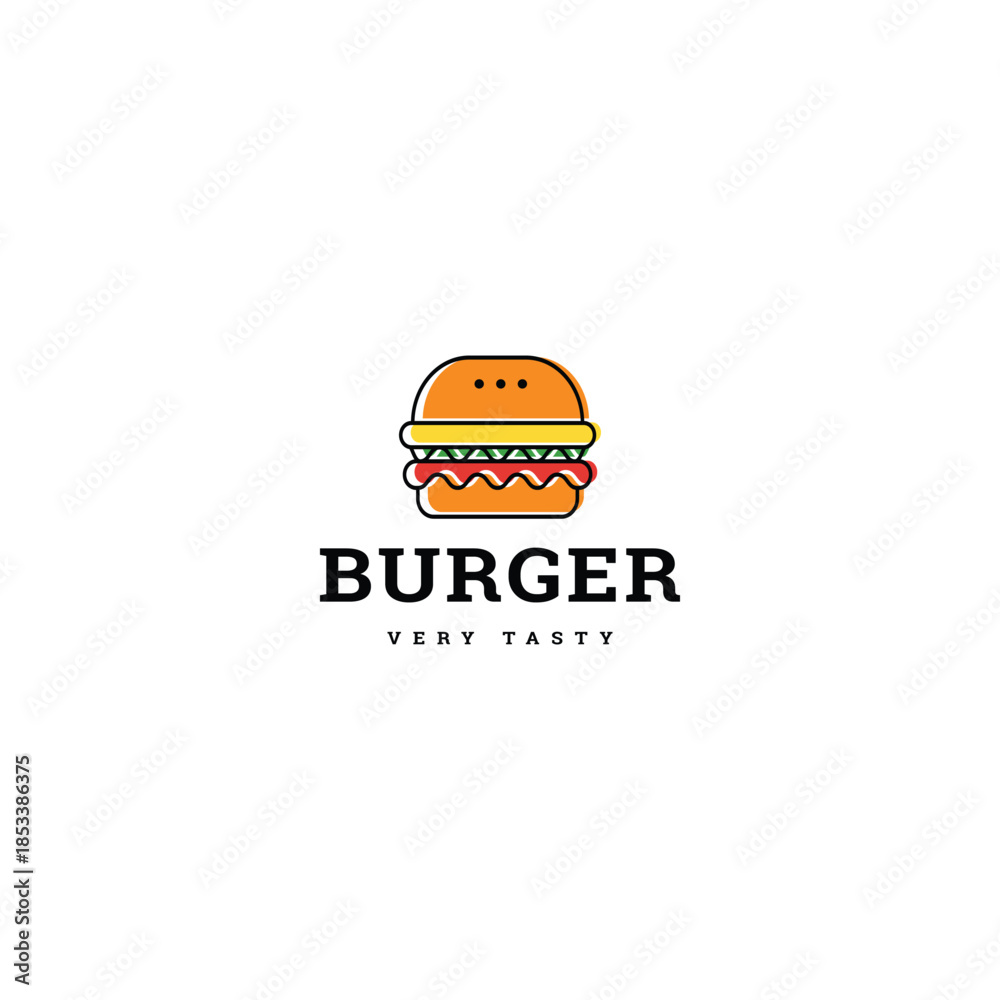 Fototapeta premium Flat vector burger logo illustration template