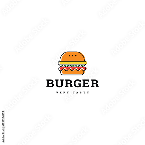 Flat vector burger logo illustration template