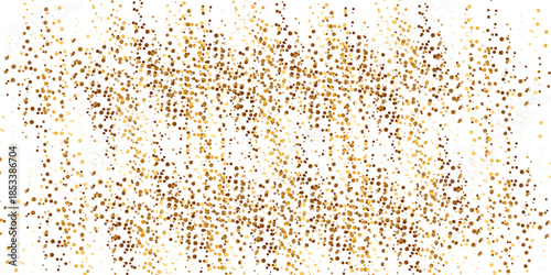 Gold falling down confetti background. Repeated golden dotted glitter pattern. Yellow, orange and golden dots wallpaper. Celebration Christmas, New Year or birthday party repeating backdrop. Vector