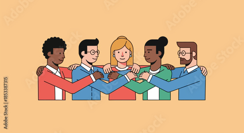 Diverse Group of People Standing Together.