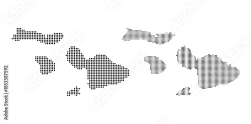 Maui county map set featuring black dotted halftone pattern isolated on white for modern layouts