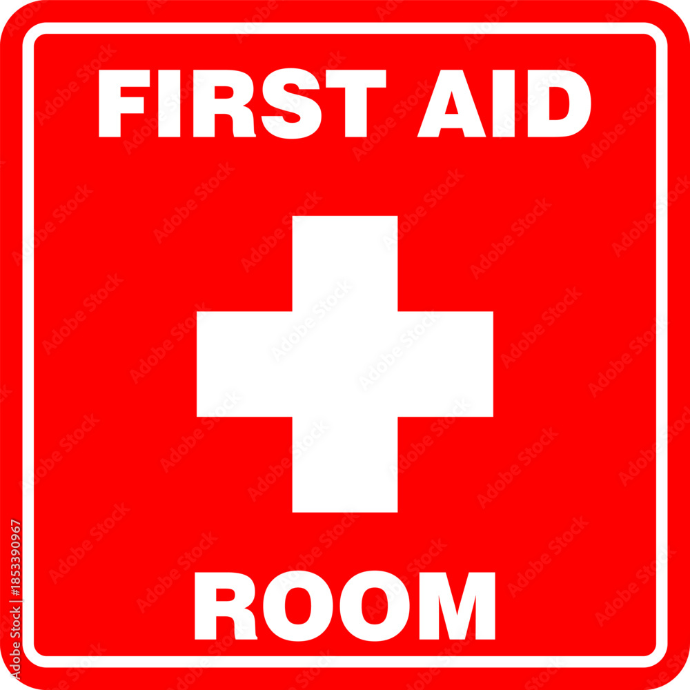 Obraz premium First Aid Room, sticker information sign vector