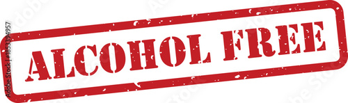 Red alcohol free stamp on white background