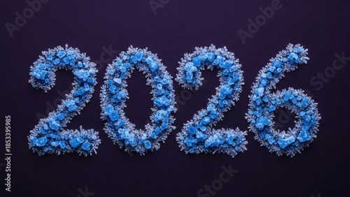 2026 Salt Crystal Numerals Growing Blue Indigo Paper Microscopic Intricate